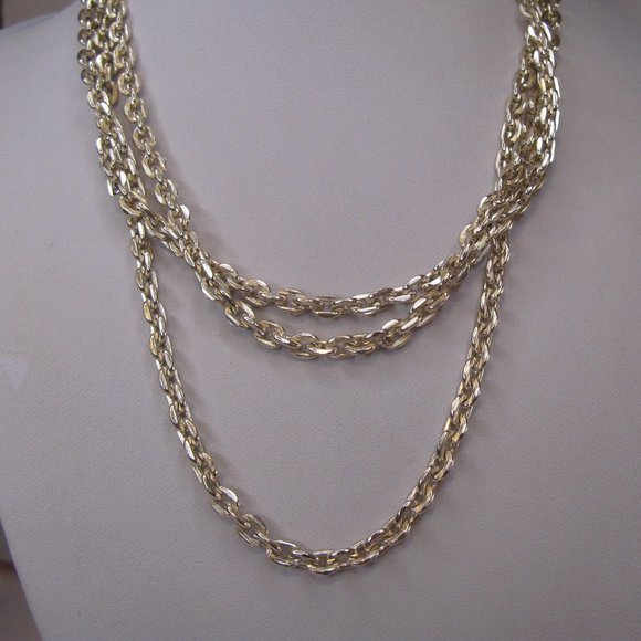 Vintage Jewelry Vintage Gold Aluminum Chain Necklace 54 Long